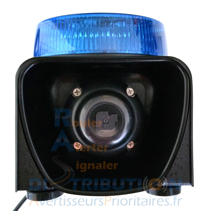 Gyrophare bleu avec sirène intégrée SIRAC LM500 Solaris bleu